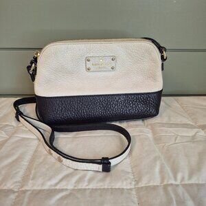Kate Spade Grove Street Leather Crossbody Purse Blue and White Pebbled Leather